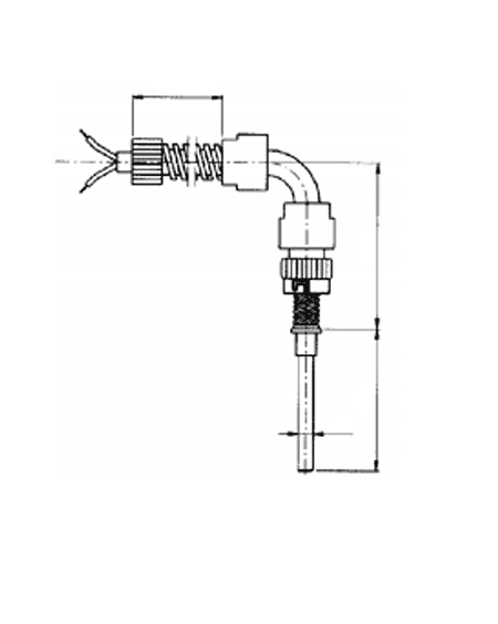 004. Термопара цилиндрическая с отводом прямоугольной формы